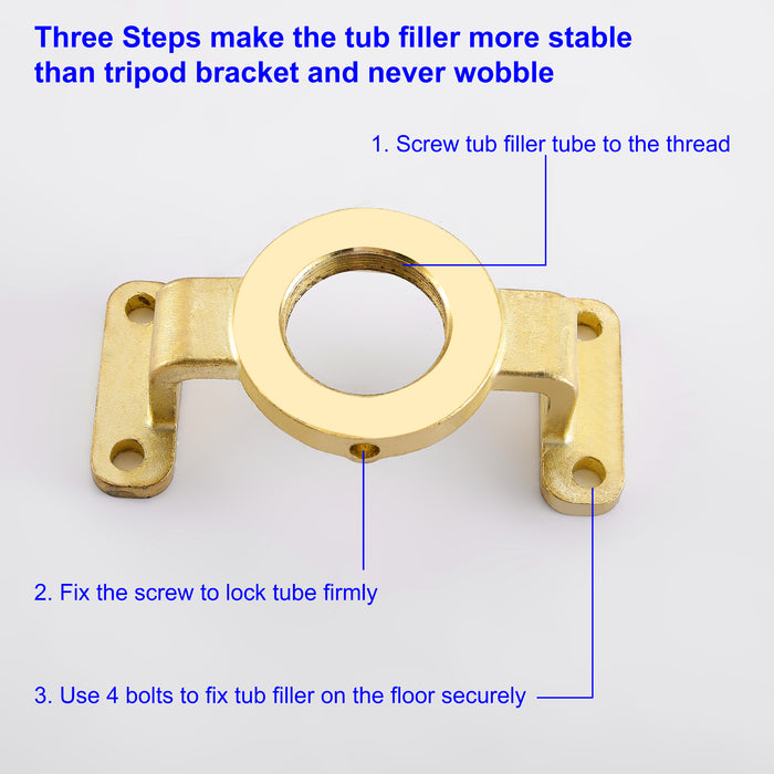 Brushed Gold 3-Handle Freestanding Bathtub Faucet with Hand Shower