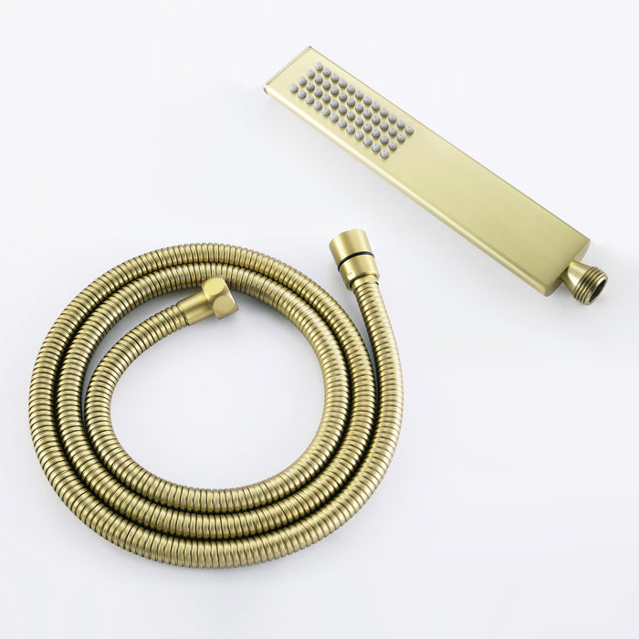 Brushed Gold 1-Handle Freestanding Bathtub Faucet with Hand Shower
