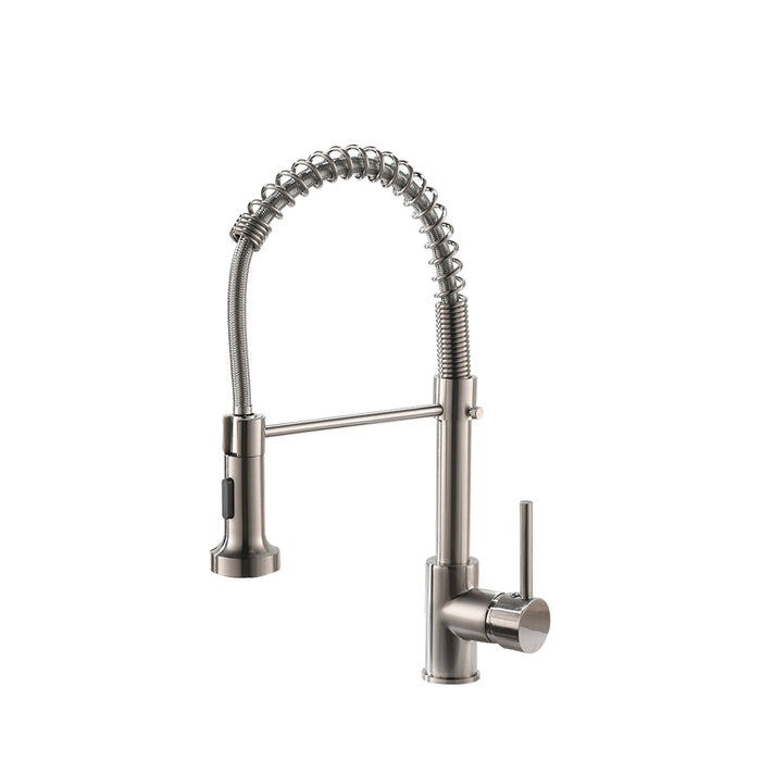 Single Handle Pull Down Kitchen Faucet with Sprayer Dual Function Sprayhead and 360° Rotation in Brushed Nickel