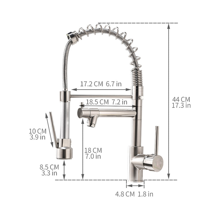Modern Single Handle Kitchen Faucet with Pull Down Sprayer 360°  in Brushed Nickel