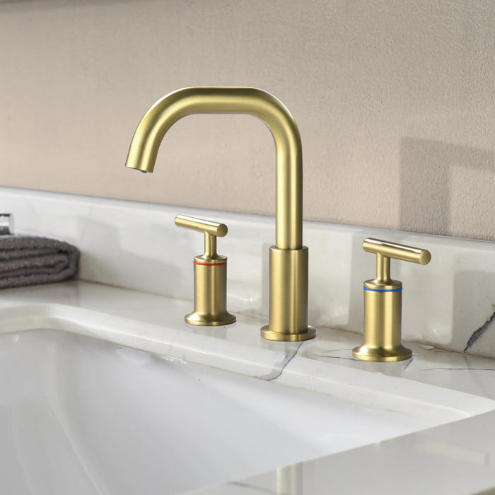 Modern 8" Widespread Bathroom Faucet Solid Brass Double Handle Vanity Faucet with 360-Degree Rotatable Water Spout