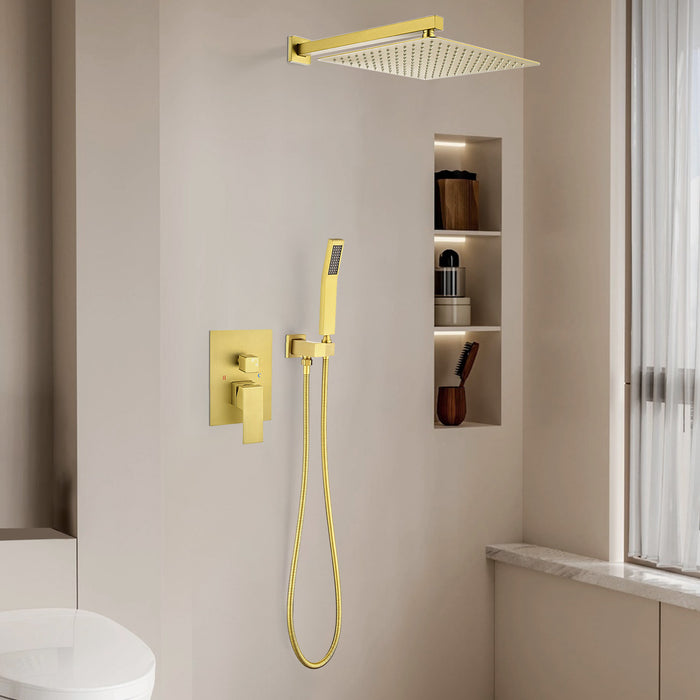 1-Spray Patterns 9.8 in. Dual Fixed and Handheld Shower Head with 1.8 GPM in Brushed Gold