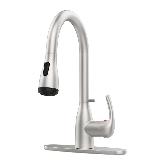 Kitchen Faucet with Pull Down Sprayer and 4 Spraying Modes in Brushed Nickel