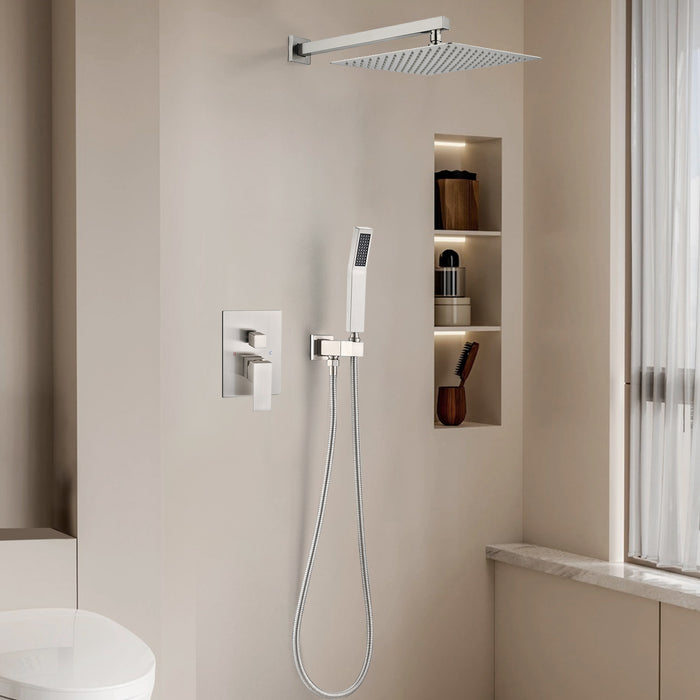 1-Spray Patterns 11.8 in. Dual Fixed and Handheld Shower Head with 2.5 GPM in Brushed Nickel