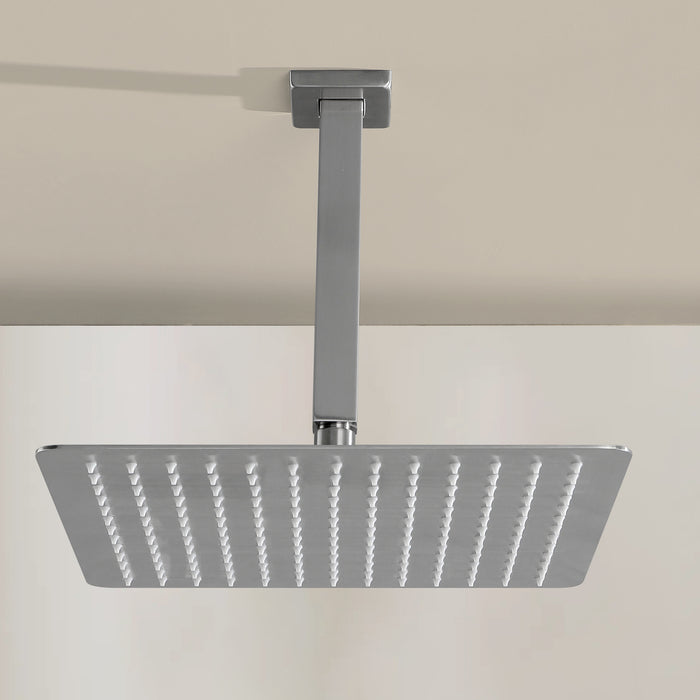 1-Spray Patterns with 2.5 GPM 9.84 in. Ceiling Mount Fixed Shower Head in Brushed Nickel