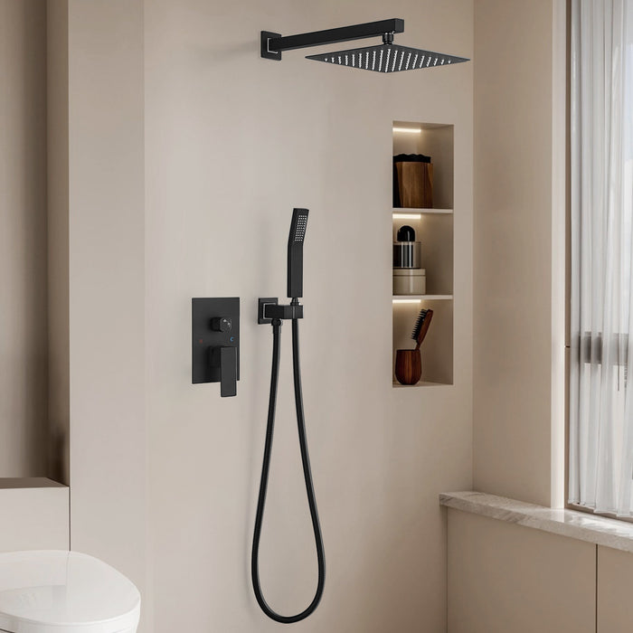 1-Spray Patterns 9.8 in. Wall mount Dual Fixed and Handheld Shower Head with 1.8 GPM in Matte Black