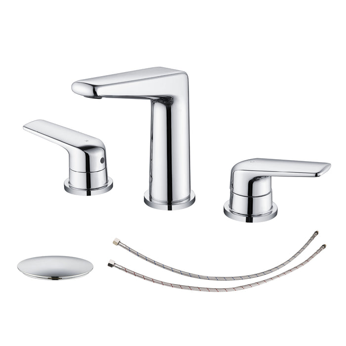 Topcraft Dual-Handle Wide-Spout Bathroom Faucet with Pop-Up Drain