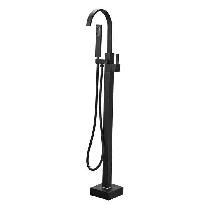 TopCraft Single Handle Freestanding Tub Faucet with Handheld Shower in Matte Black