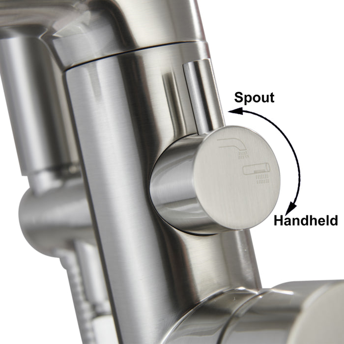 TopCraft Solid Brass Single-Handle Floor Mount Tub Faucet Freestanding Tub Filler with Handheld Showerhead in Modern Design