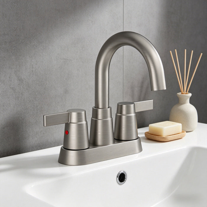 2-Handle Bathroom Sink Faucet 360 Degree High Arc Swivel Spout Centerset 4 Inch Vanity Faucet RV Bathroom Faucet 2/3 Holes