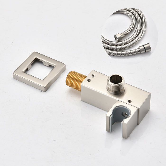 1-Spray Patterns 10 in. Ceiling Mount Dual Fixed and Handheld Shower Head with 2.5 GPM in Brushed Nickel