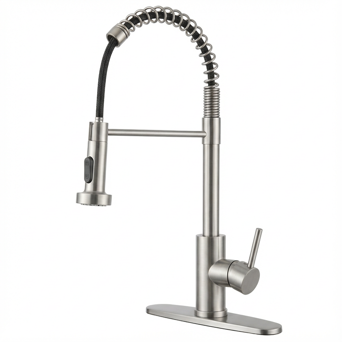 Kitchen Faucet with Pull Down Sprayer Industrial Single Handle Single Hole Faucet for Farmhouse