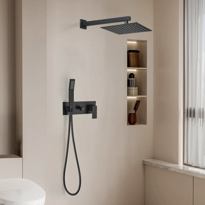 1-Spray Patterns 9.84 in. Dual Fixed and Handheld Shower Head with 1.8 GPM in Matte Black