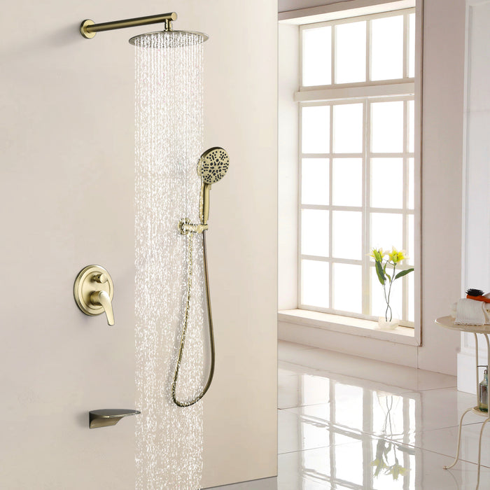 Single Handle 1-Spray Tub and Shower Faucet 2.5 GPM with 10 in. Shower Head Pressure Balance Rainfall Shower System (Valve Included)