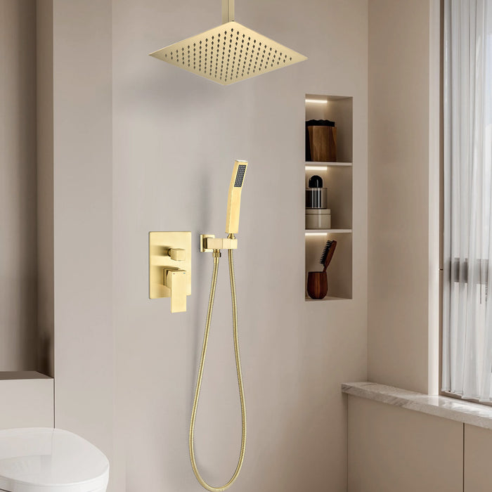 Ceiling Mounted Shower System Combo Set with Handheld and 12"Shower head