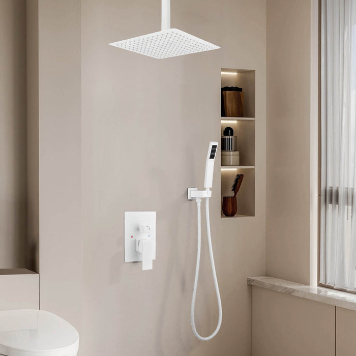 1-Spray Patterns 16 in. Ceiling Mount Dual Fixed and Handheld Shower Head 2.5 GPM