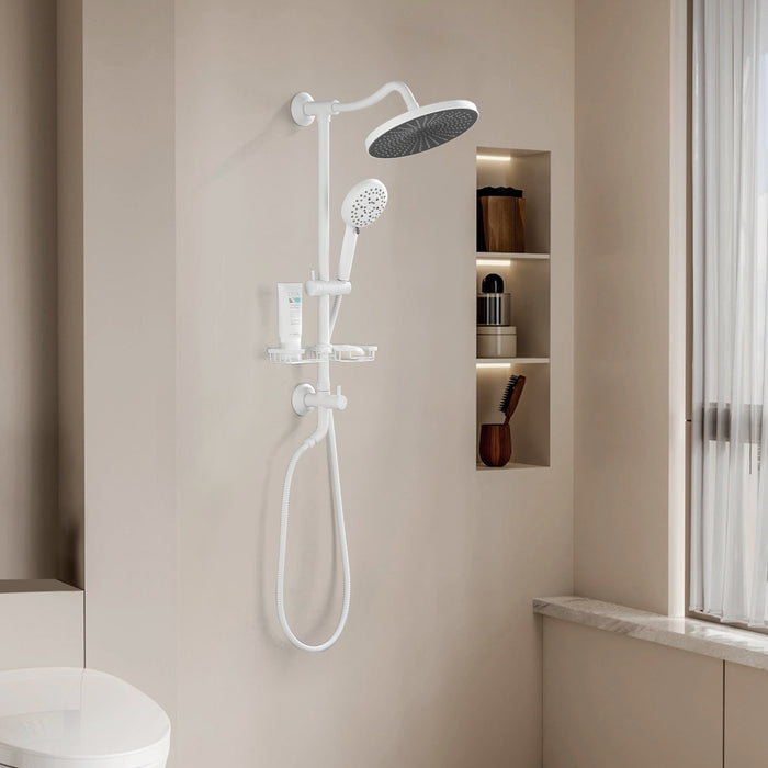 ShowerSpas Shower System, with 10" Rain Showerhead, 4-Function Hand Shower, Adjustable Slide Bar and Soap Dish