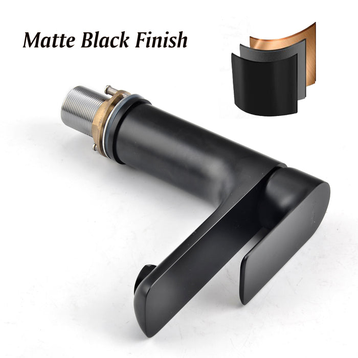 Contemporary Single Hole Bathroom Faucet Single Handle Vanity Faucet In Matte Black