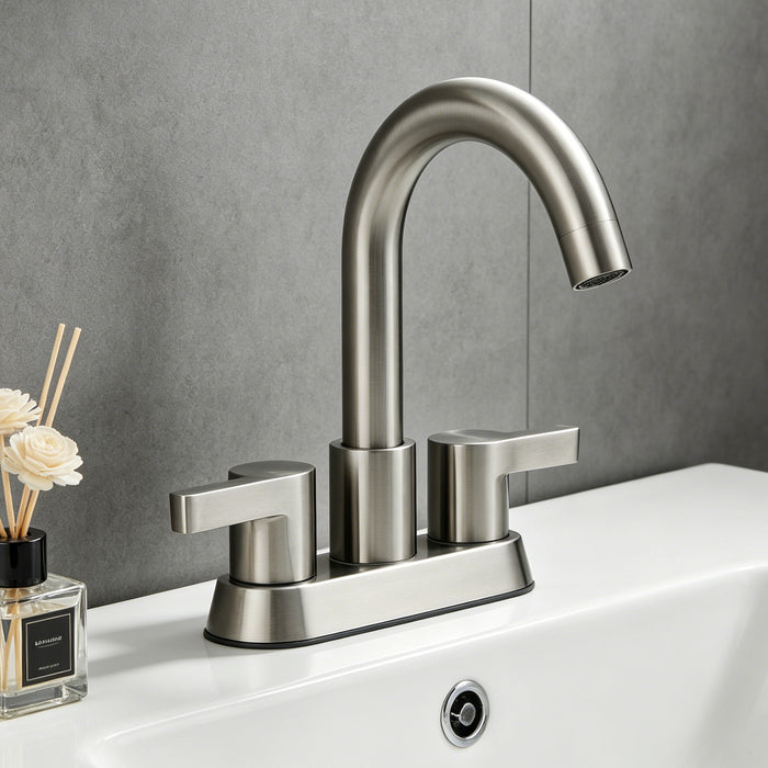 Bathroom Faucet 2 Handle Centerset Bathroom Sink Faucet with Pop Up Drain Assembly