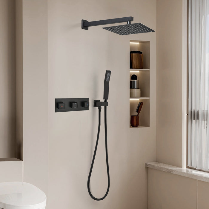 1-Spray Patterns 9.84 in. Dual Fixed and Handheld Shower Head with 1.8 GPM in Matte Black