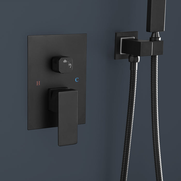 1-Spray Patterns 9.8 in. Wall mount Dual Fixed and Handheld Shower Head with 1.8 GPM in Matte Black