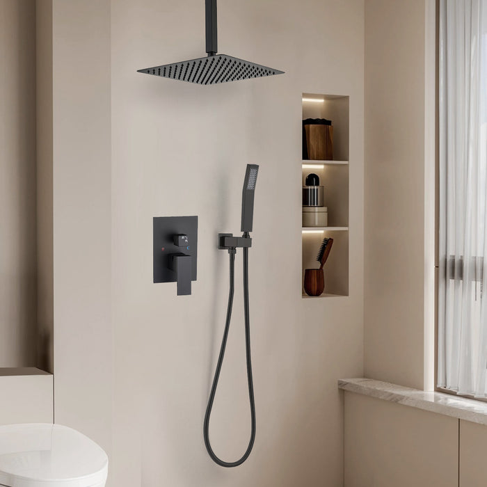 1-Spray Patterns 16 in. Ceiling Mount Dual Fixed and Handheld Shower Head 2.5 GPM