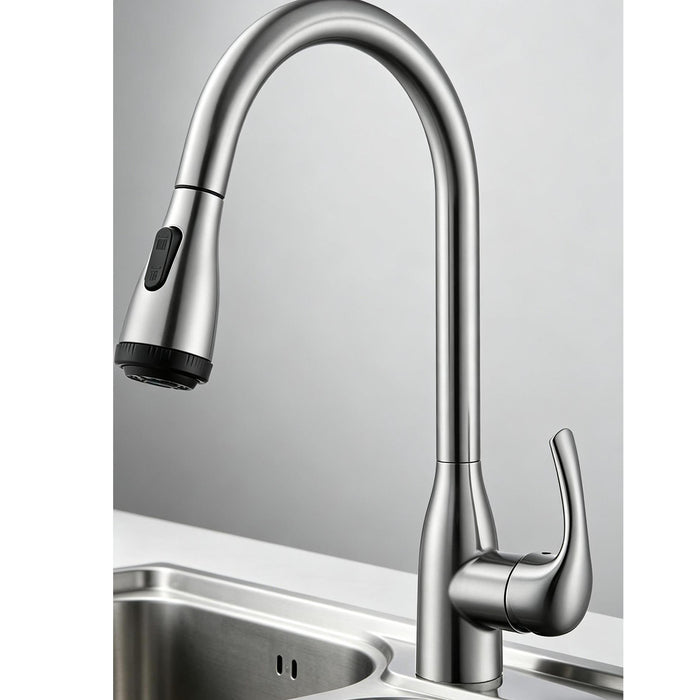 Single Handle High Arc Pull Down Sprayer Kitchen Sink Faucet with 4 Spraying Modes