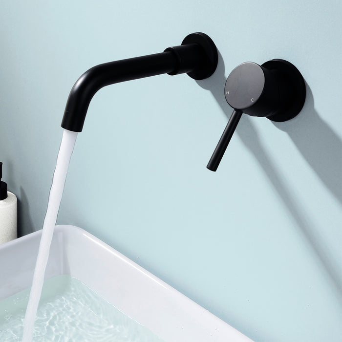Wall-mounted bathroom sink faucet
