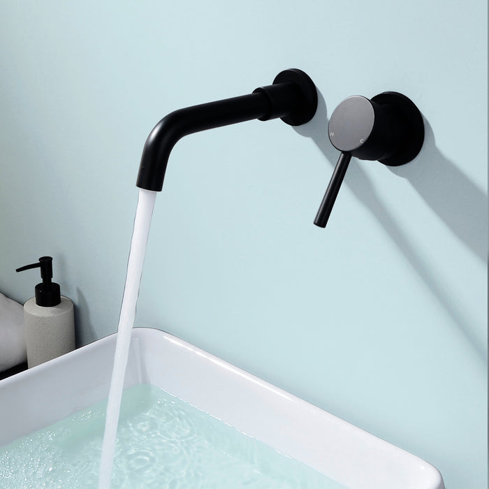 Wall-mounted bathroom sink faucet