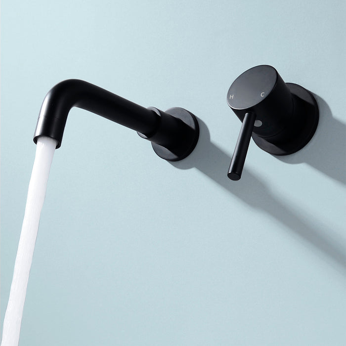 Wall-mounted bathroom sink faucet