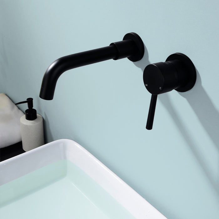 Wall-mounted bathroom sink faucet