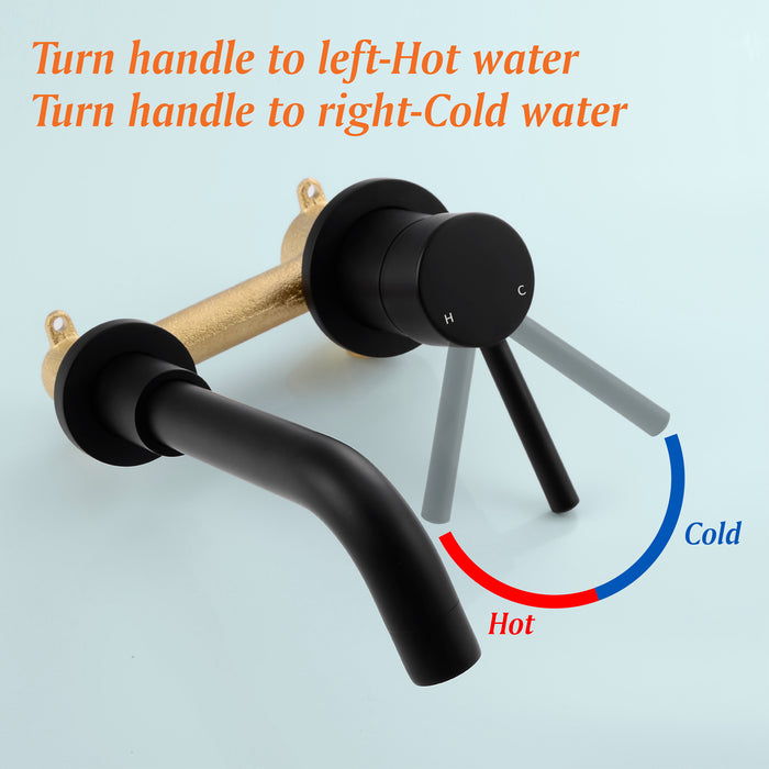 Wall-mounted bathroom sink faucet
