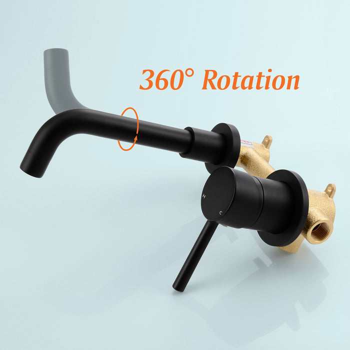 Wall-mounted bathroom sink faucet
