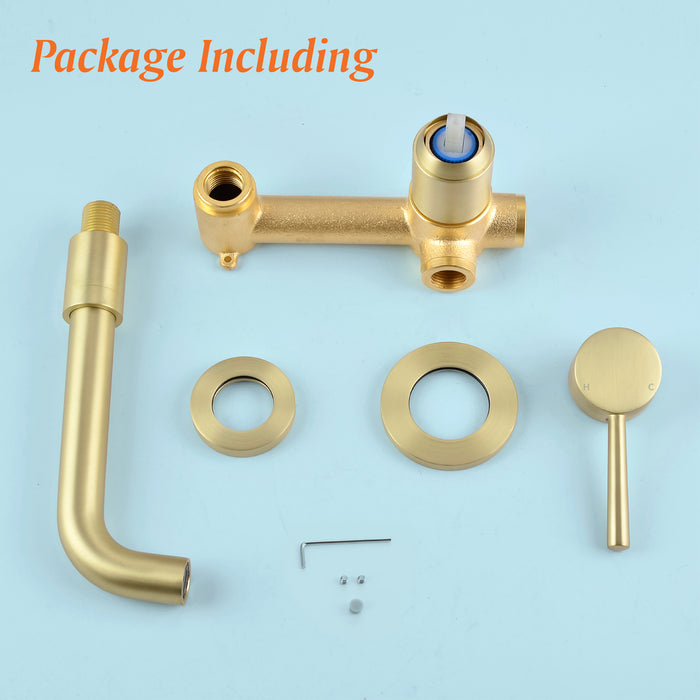Wall-mounted bathroom sink faucet