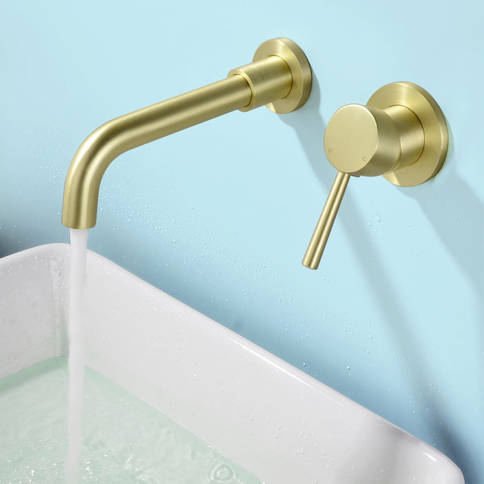 Wall-mounted bathroom sink faucet