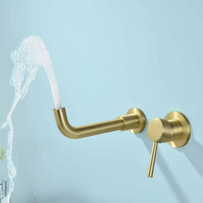Wall-mounted bathroom sink faucet