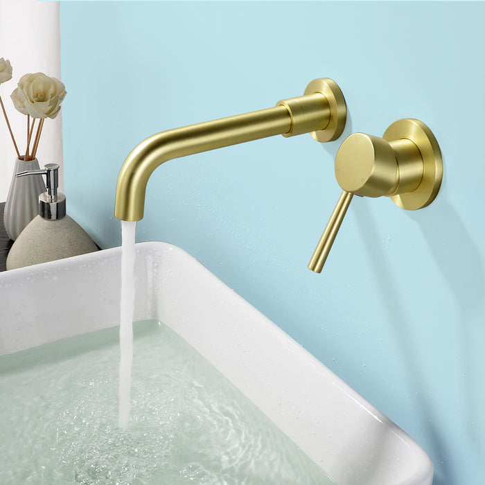 Wall-mounted bathroom sink faucet