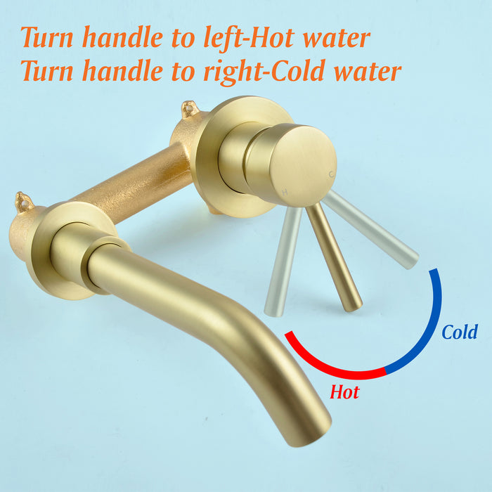 Wall-mounted bathroom sink faucet