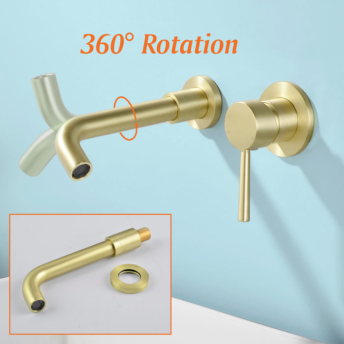 Wall-mounted bathroom sink faucet