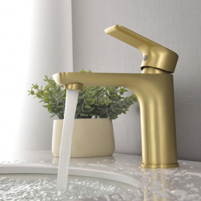 Brushed Gold 1-Handle 1 Hole Deck Mount Bathroom Sink Faucet