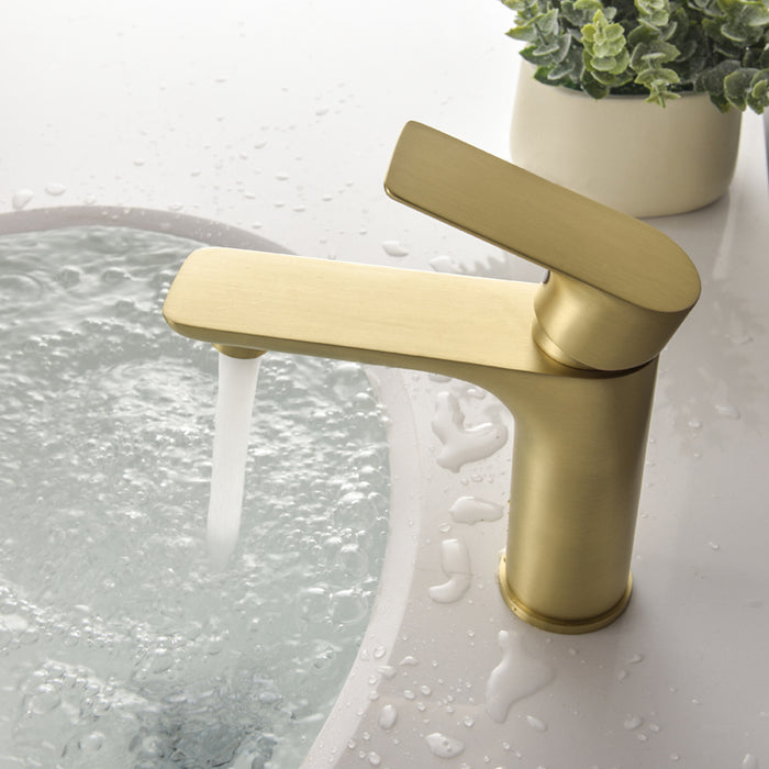 Brushed Gold 1-Handle 1 Hole Deck Mount Bathroom Sink Faucet