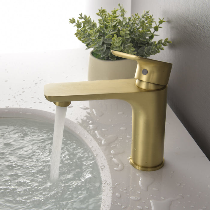 Brushed Gold 1-Handle 1 Hole Deck Mount Bathroom Sink Faucet