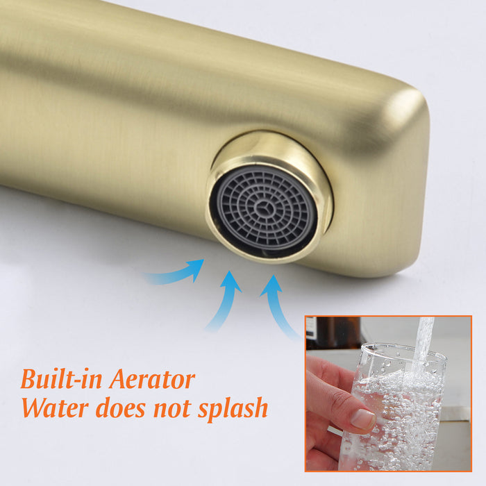 Brushed Gold 1-Handle 1 Hole Deck Mount Bathroom Sink Faucet