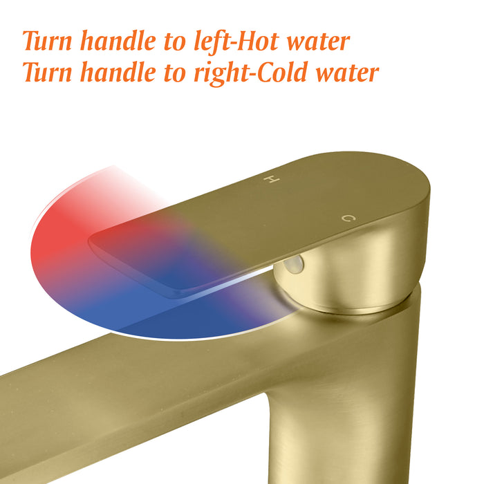 Brushed Gold 1-Handle 1 Hole Deck Mount Bathroom Sink Faucet