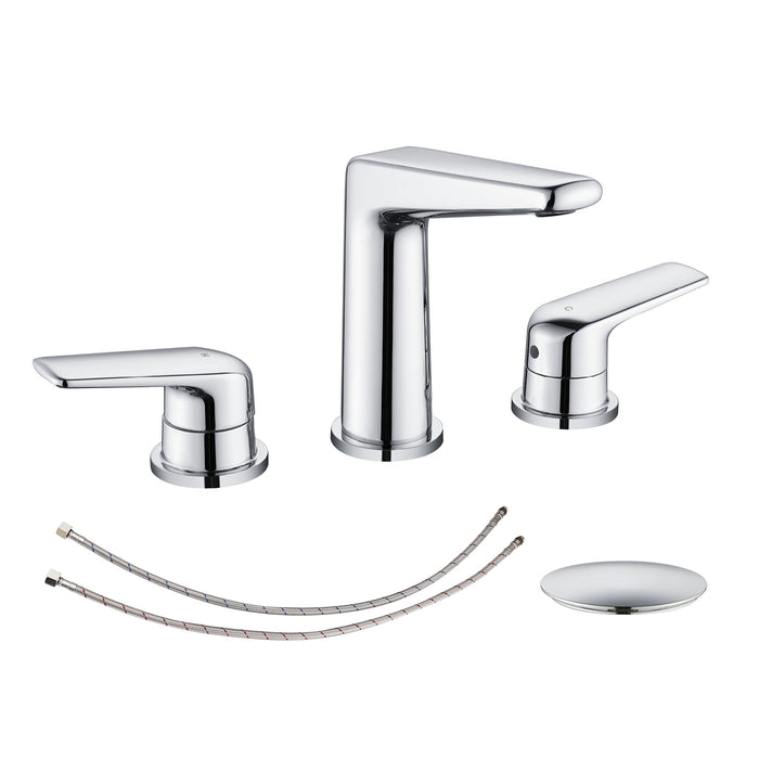 Topcraft Dual-Handle Wide-Spout Bathroom Faucet with Pop-Up Drain
