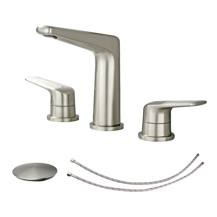 Topcraft Dual-Handle Wide-Spout Bathroom Faucet with Pop-Up Drain