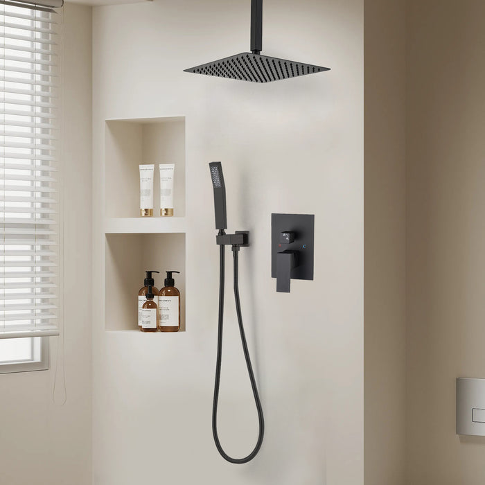 1-Spray Patterns 16 in. Ceiling Mount Dual Fixed and Handheld Shower Head 2.5 GPM