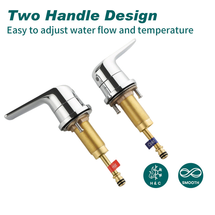 Topcraft Dual-Handle Wide-Spout Bathroom Faucet with Pop-Up Drain