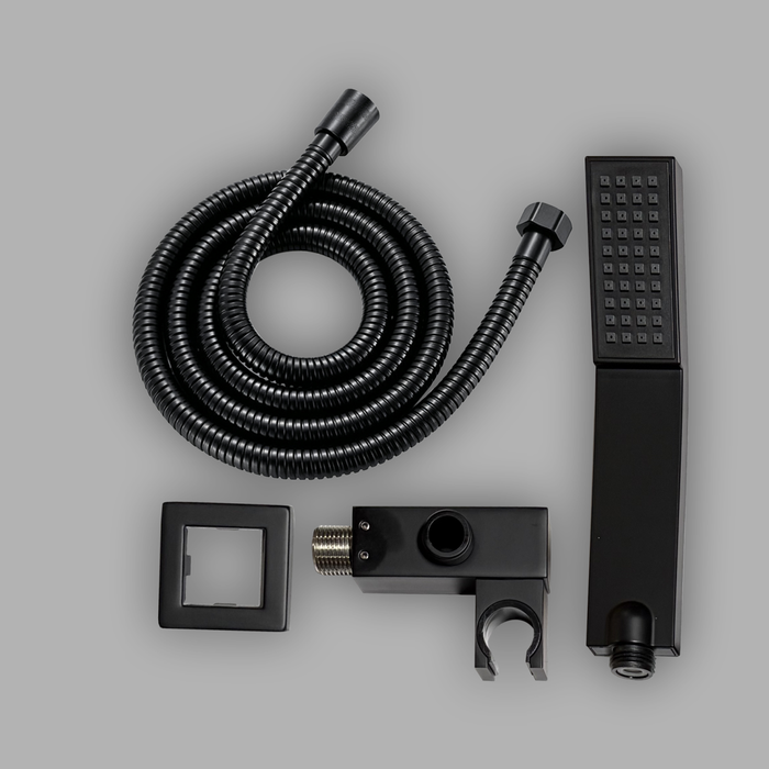 Shower System Single-Handle 1-Spray Rain Pressure Balanced Wall Mounted Shower Faucet in Matte Black (Valve Included)