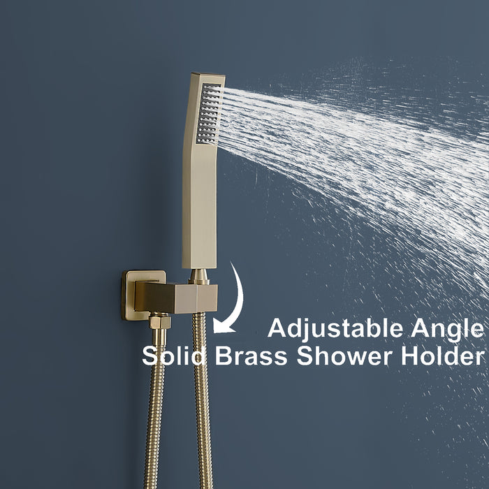 10 inch Shower System Stainless Steel 1-Spray Square Shower Head with Handheld in Contemporary Design